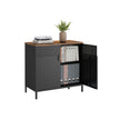 Double-Door Floor Cabinet – Steel Frame – Rustic Brown and Black – Adjustable Shelf with Magnetic Closure and Industrial Style