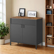 Floor Cabinet – Metal – Rustic Brown and Black – Adjustable Shelf, Space-Saving Design
