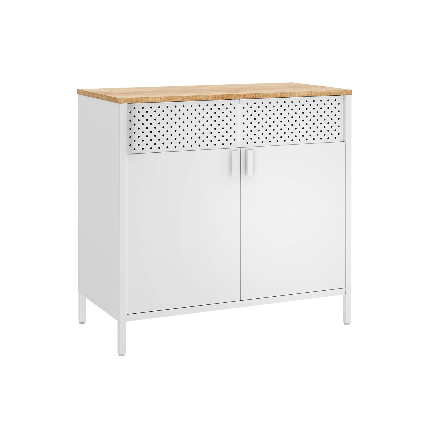 Storage Cabinet – Steel Frame – Rustic Brown and Black – Double-Door with Adjustable Shelf and Magnetic Closure