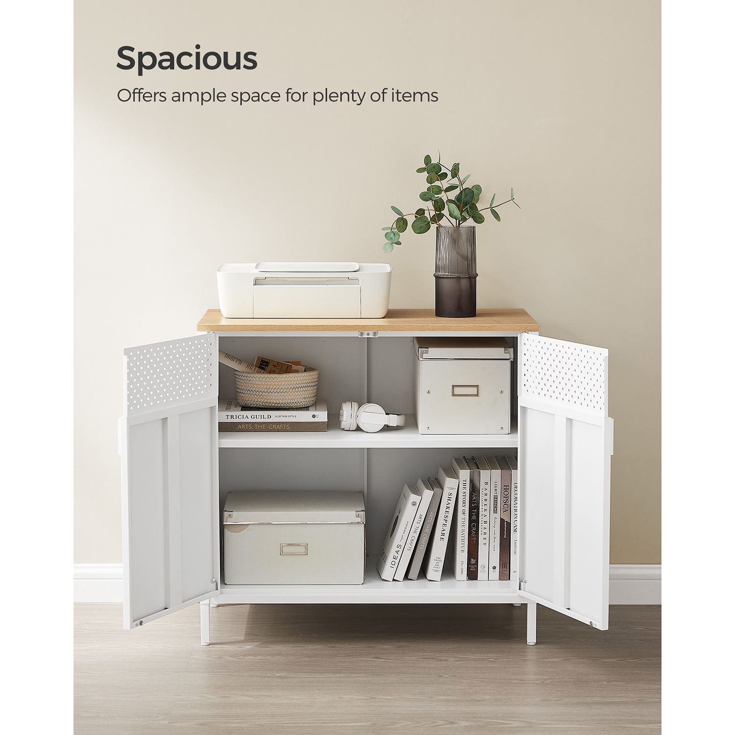 Floor Standing Storage Cabinet – Wood – Rustic Brown and Black – Adjustable Shelf and Space-Saving Design