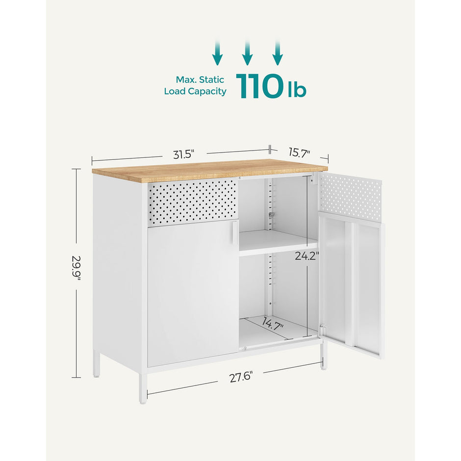 Floor Standing Storage Cabinet – Wood – Rustic Brown and Black – Adjustable Shelf and Space-Saving Design