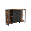 Sideboard – Steel Frame – Rustic Brown and Black – Kitchen Cupboard with Drawer and Shelves