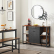 Sideboard – Steel Frame – Rustic Brown and Black – Kitchen Cupboard with Drawer and Shelves
