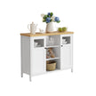 Storage Cupboard – Wood – White and Oak – Adjustable Shelves with Glass Window