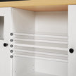 Storage Cupboard – Wood – White and Oak – Adjustable Shelves with Glass Window