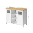 Storage Cupboard – Wood – White and Oak – Adjustable Shelves with Glass Window