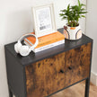 Sideboard – Steel Frame – Rustic Brown and Black – Industrial Design Storage Cabinet with Doors