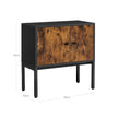 Sideboard – Steel Frame – Rustic Brown and Black – Industrial Design Storage Cabinet with Doors