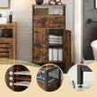 Slim Freestanding Storage Cabinet – Steel Frame – Brown and Black – Multipurpose with Drawer and Adjustable Shelf