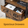 Slim Freestanding Storage Cabinet – Steel Frame – Brown and Black – Multipurpose with Drawer and Adjustable Shelf