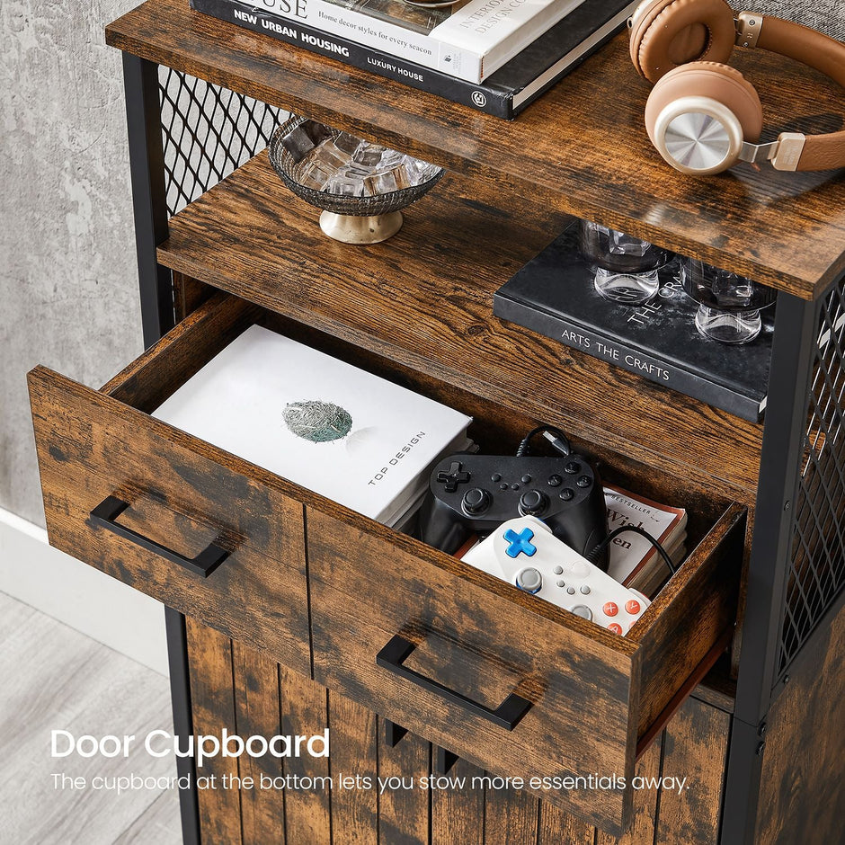 Multipurpose Sideboard – Steel Frame – Industrial Style – Drawer and Adjustable Shelf