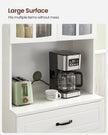 Freestanding Kitchen Cabinet – Wood – Cloud White – Glass Doors, Adjustable Shelves and Drawer