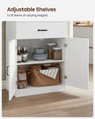 Freestanding Kitchen Cabinet – Wood – Cloud White – Glass Doors, Adjustable Shelves and Drawer