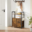 Storage Cabinet – Steel Frame – Rustic Brown – Floor Standing with Cupboard and Open Shelves