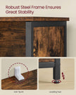 Multifunctional Floor Standing Cabinet – Wood – Rustic Brown and Black – 2 Open Compartments, Adjustable Shelf Behind Doors