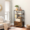 Floor Standing Cabinet – Wood – Rustic Brown – Industrial Design with Double Shutter Doors and 3 Shelves