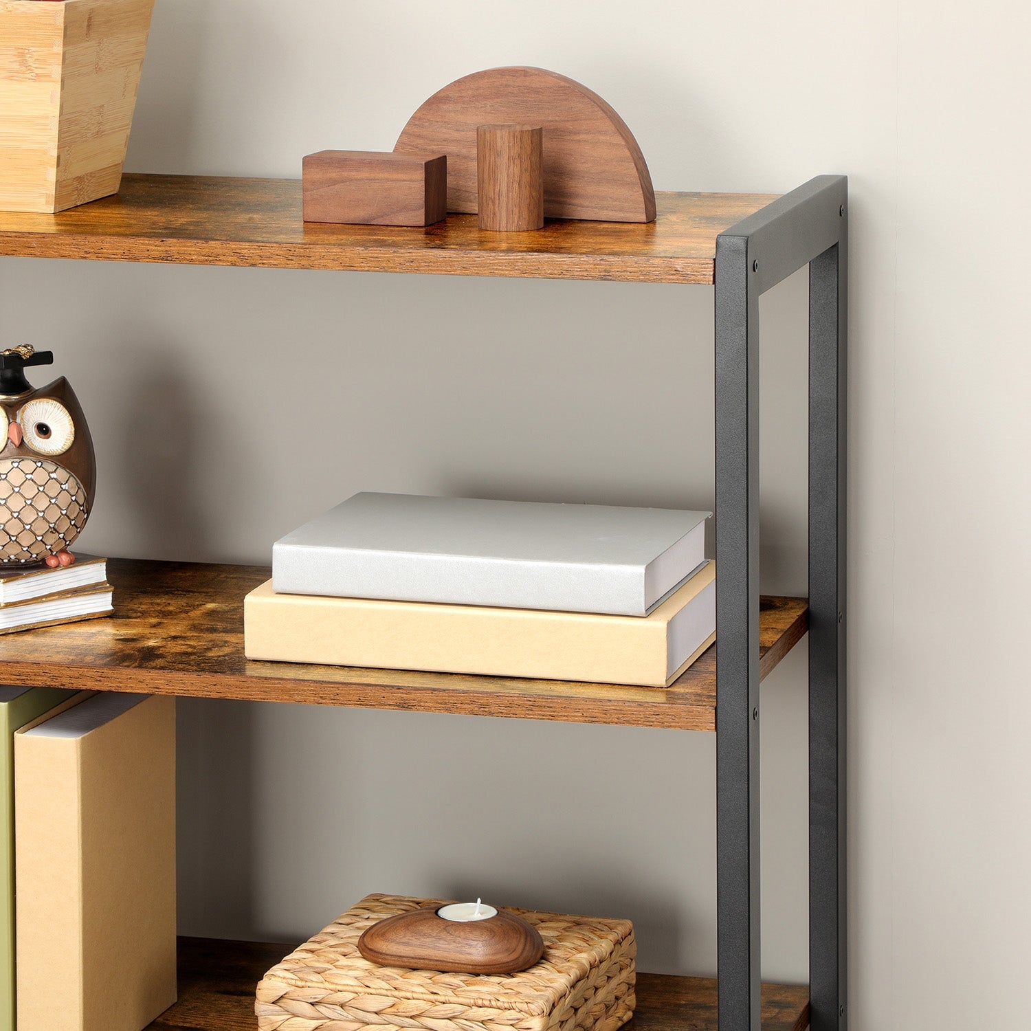 Floor Standing Cabinet – Wood – Rustic Brown – Industrial Design with Double Shutter Doors and 3 Shelves