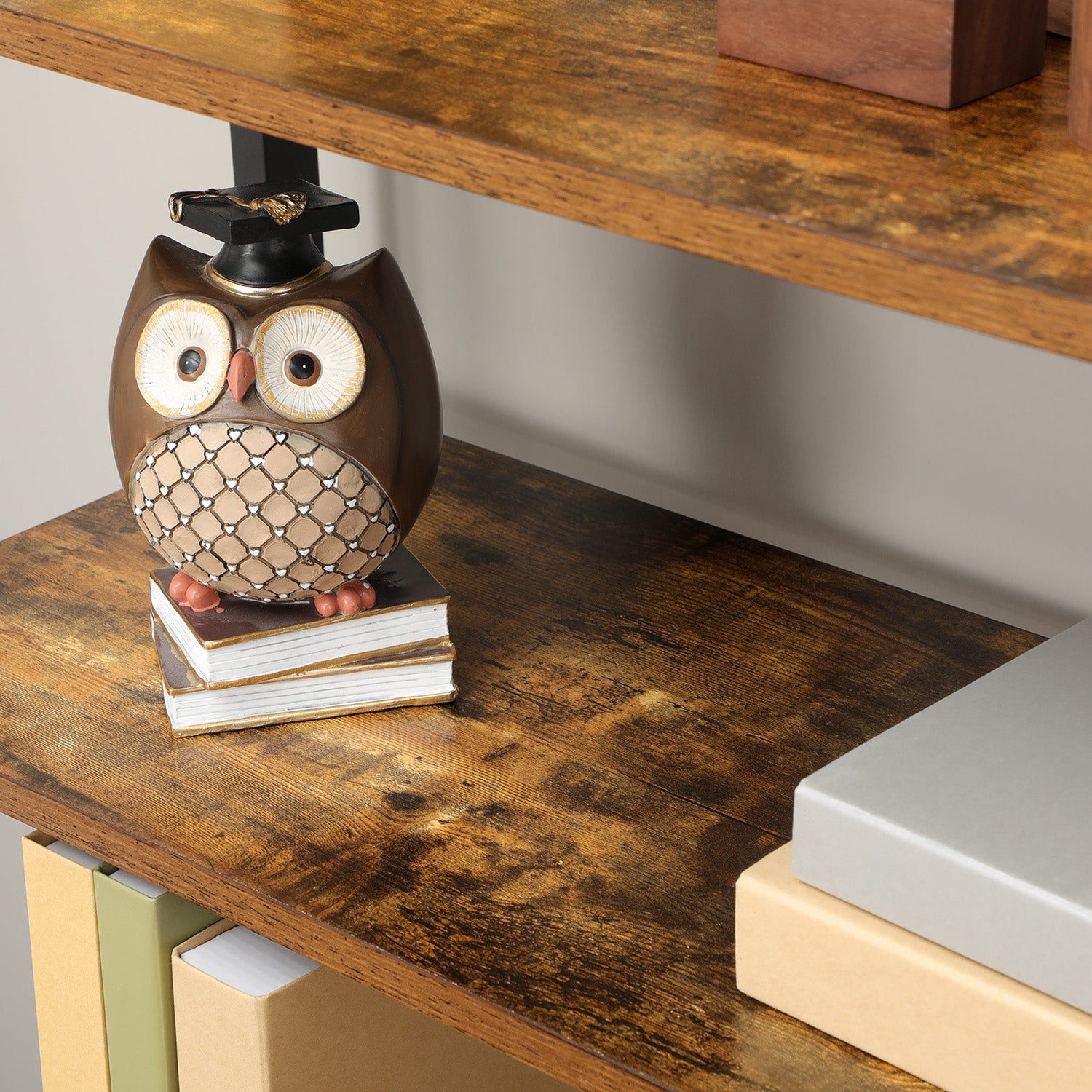 Floor Standing Cabinet – Wood – Rustic Brown – Industrial Design with Double Shutter Doors and 3 Shelves