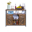 Floor Standing Cabinet – Wood – Rustic Brown – Multi-Functional Storage with Louvred Doors