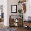 Floor Standing Cabinet – Wood – Rustic Brown – Multi-Functional Storage with Louvred Doors