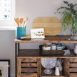 Floor Standing Cabinet – Wood – Rustic Brown – Multi-Functional Storage with Louvred Doors