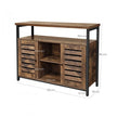 Floor Standing Cabinet – Wood – Rustic Brown – Multi-Functional Storage with Louvred Doors