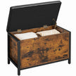 Storage Bench – Synthetic Leather and Metal – Black and Rustic Brown – Padded Seat and Easy Assembly