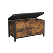 Storage Bench – Synthetic Leather and Metal – Black and Rustic Brown – Padded Seat and Easy Assembly