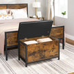 Storage Bench – Synthetic Leather and Metal – Black and Rustic Brown – Padded Seat and Easy Assembly
