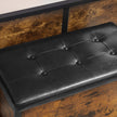 Storage Bench – Synthetic Leather and Metal – Black and Rustic Brown – Padded Seat and Easy Assembly
