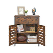 Floor Cabinet – Wood – Rustic Brown – Freestanding with 1 Drawer and Louvered Doors