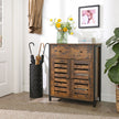 Floor Cabinet – Wood – Rustic Brown – Freestanding with 1 Drawer and Louvered Doors
