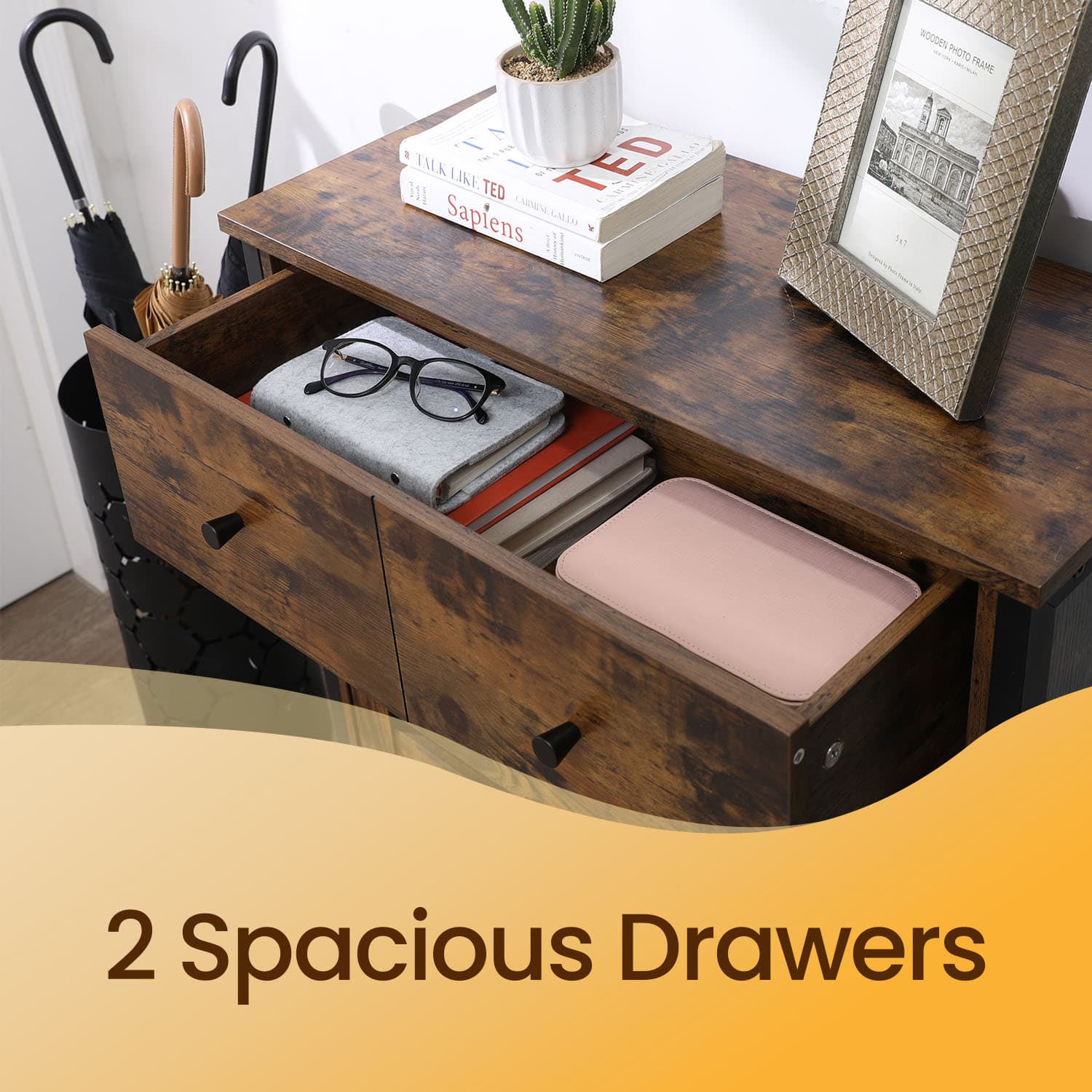 Storage Cabinet – Wood – Rustic Brown – Louvered Doors and Drawer
