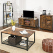 Floor Cabinet – Wood – Rustic Brown – Freestanding with 1 Drawer and Louvered Doors