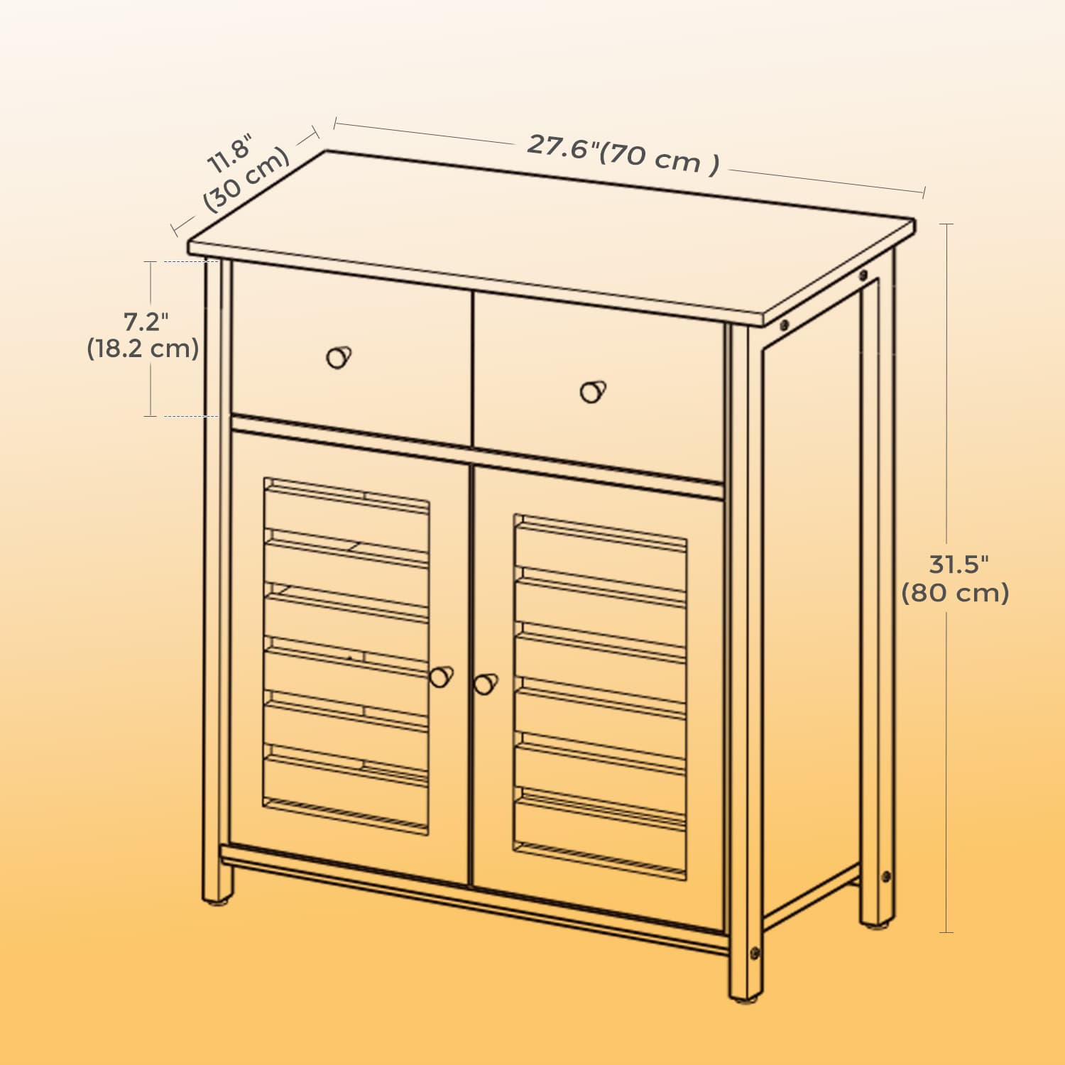 Storage Cabinet – Wood – Rustic Brown – Louvered Doors and Drawer