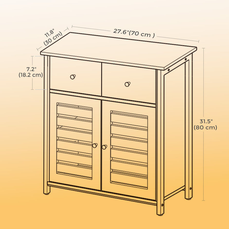 Storage Cabinet – Wood – Rustic Brown – Louvered Doors and Drawer