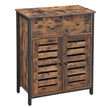 Floor Cabinet – Wood – Rustic Brown – Freestanding with 1 Drawer and Louvered Doors