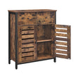 Floor Cabinet – Wood – Rustic Brown – Freestanding with 1 Drawer and Louvered Doors