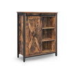 Storage Cabinet – Steel – Rustic Brown and Black – Adjustable Shelves, Sliding Door, Industrial Style