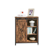Storage Cabinet – Steel – Rustic Brown and Black – Adjustable Shelves, Sliding Door, Industrial Style