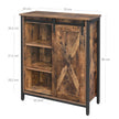 Storage Cabinet – Steel – Rustic Brown and Black – Adjustable Shelves, Sliding Door, Industrial Style