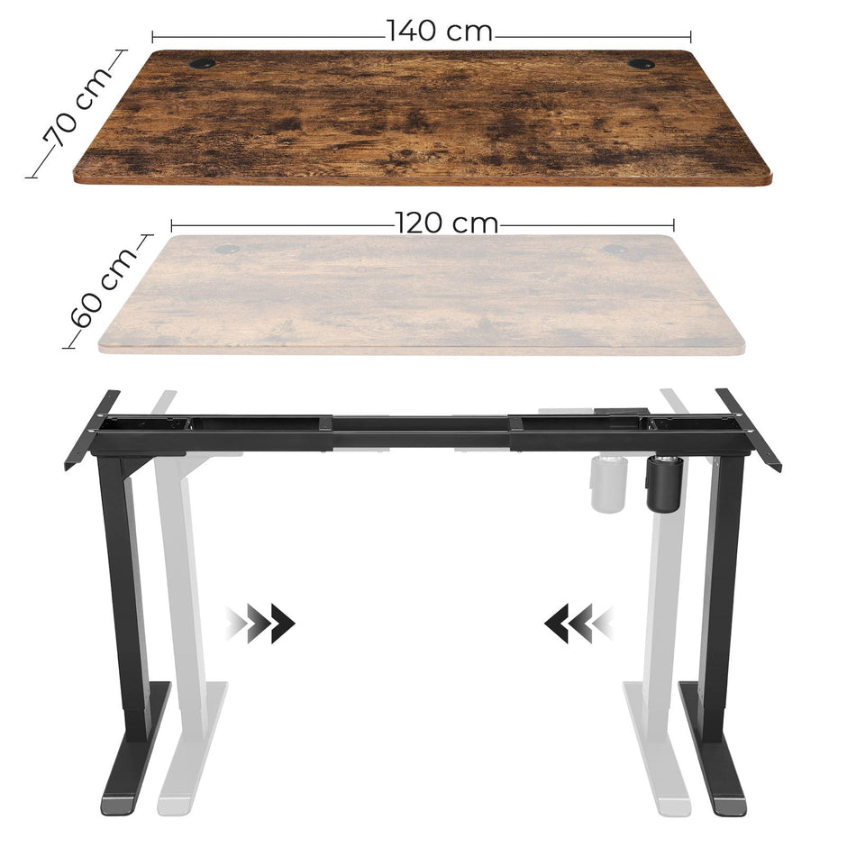 Electric Desk Frame – Steel – Black – Motorized Height Adjustment and Adjustable Length