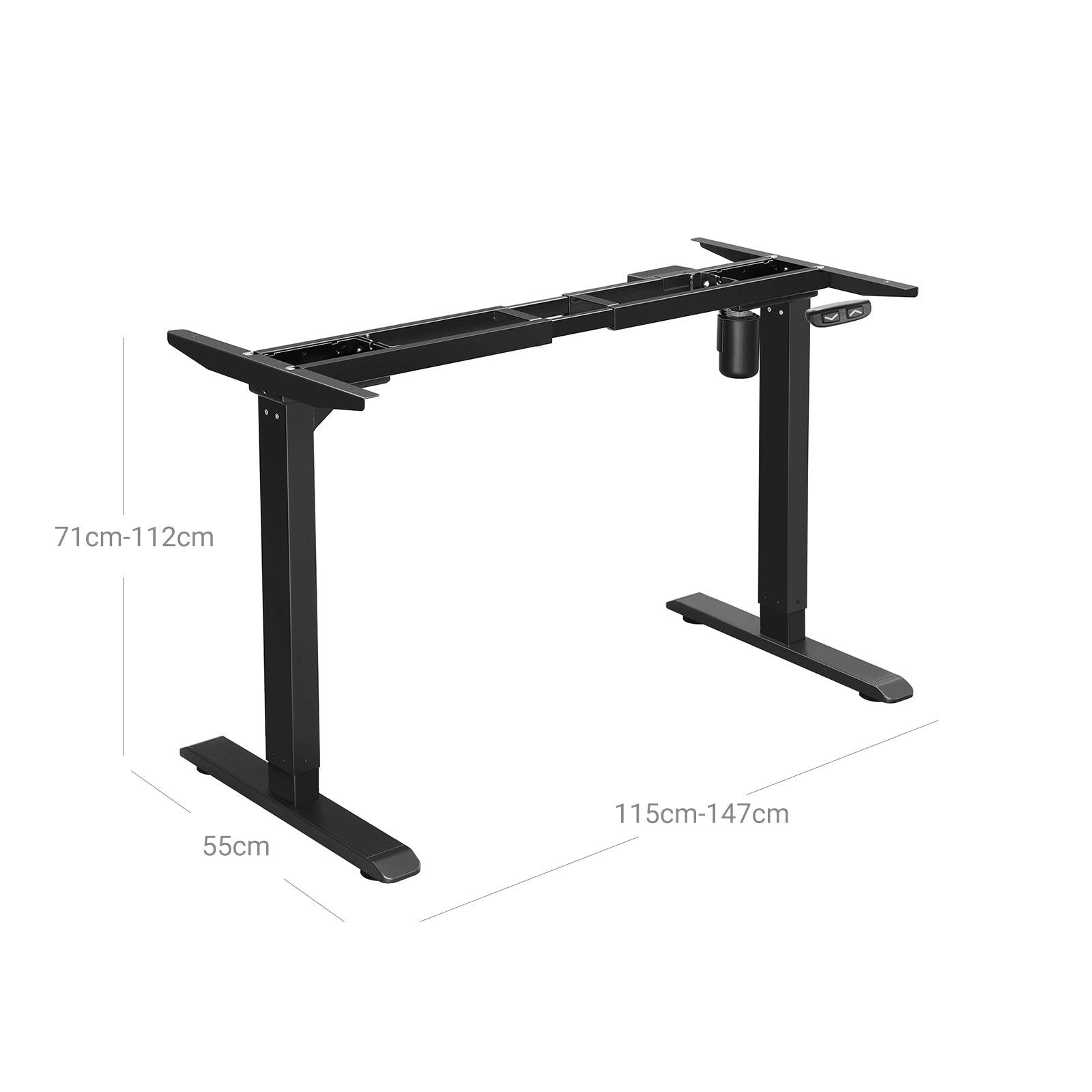 Electric Desk Frame – Steel – Black – Motorized Height Adjustment and Adjustable Length
