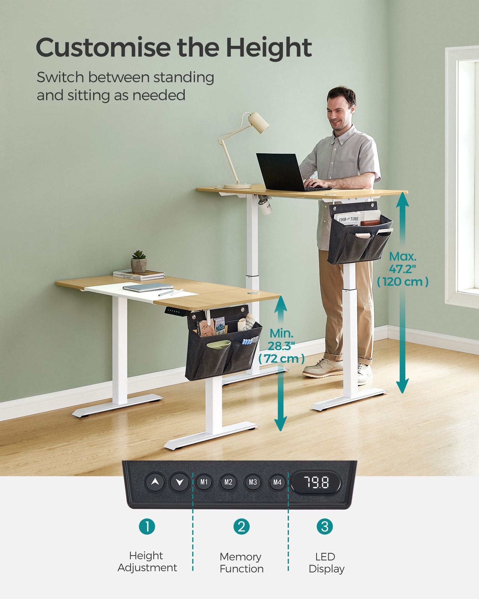 Height Adjustable Desk – Electric – Multi-Height – Four Memorable Settings