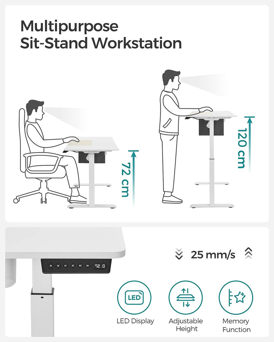 Electric Standing Desk – Metal – Black – Height Adjustable