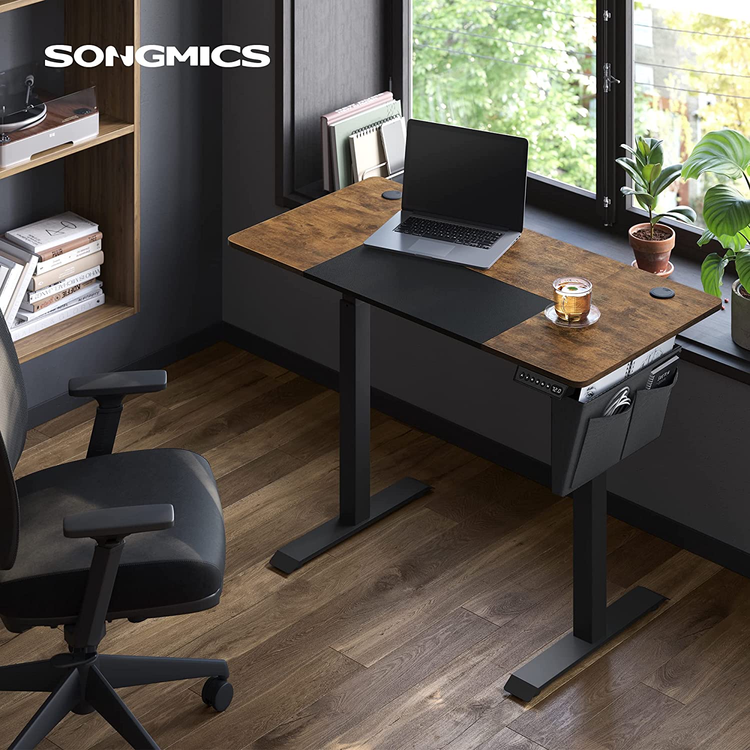 Electric Standing Desk – Steel and Particle Board – Modern Gray – Height Adjustable