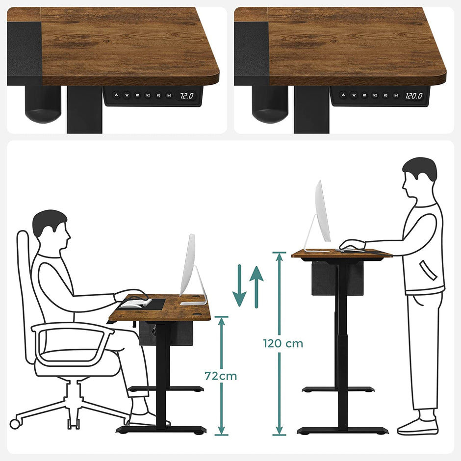 Electric Standing Desk – Steel and Particle Board – Modern Gray – Height Adjustable