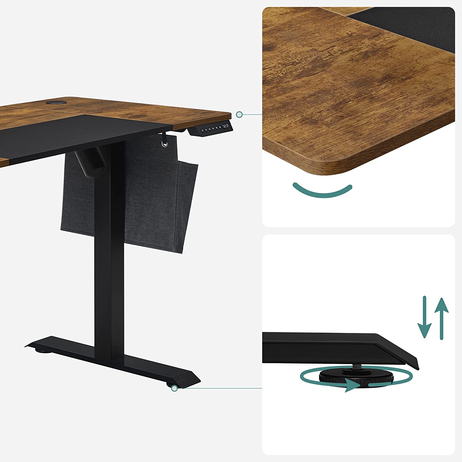 Electric Standing Desk – Steel and Particle Board – Modern Gray – Height Adjustable