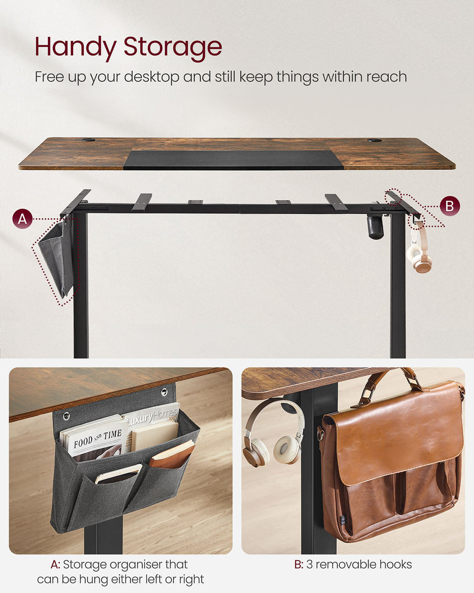 Electric Standing Desk – Steel and Particle Board – Modern Gray – Height Adjustable