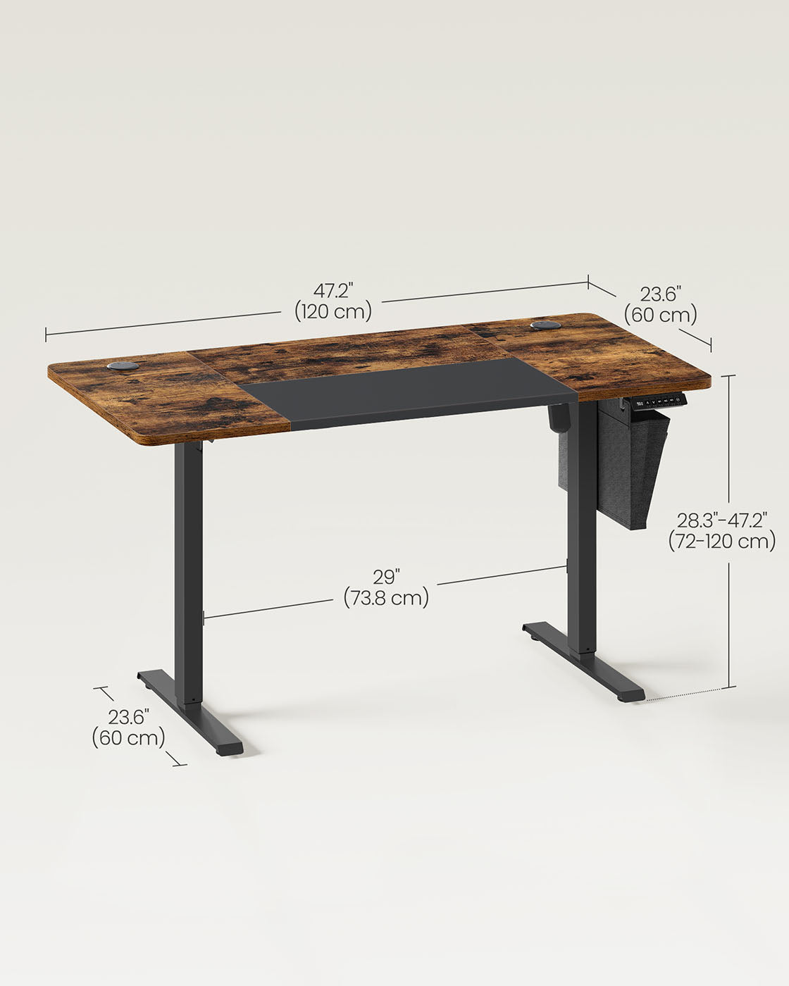 Electric Standing Desk – Steel and Particle Board – Modern Gray – Height Adjustable